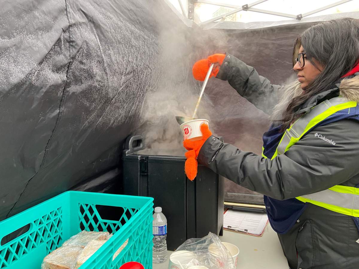 Warming tent in Calgary, Tuesday, Dec. 20, 2022.