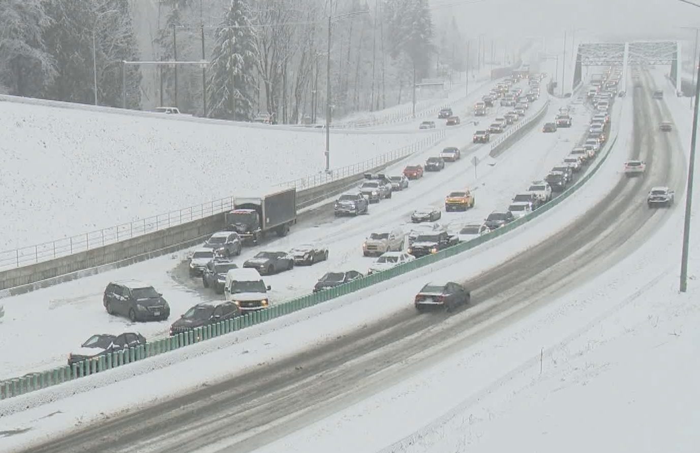 Road conditions vary as B.C. hit with another snowstorm but