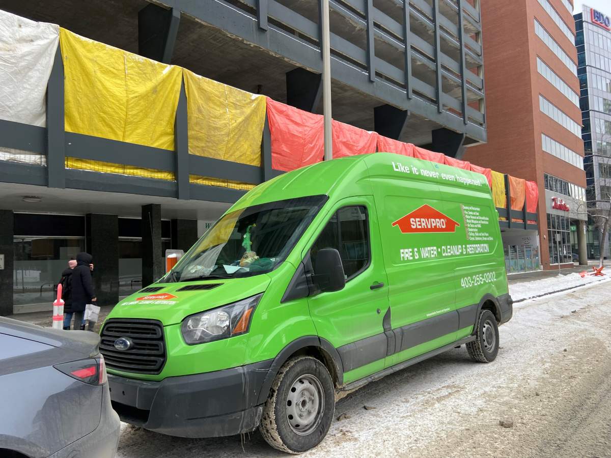 A service truck outside Westview Heights, Dec. 24, 2022. 