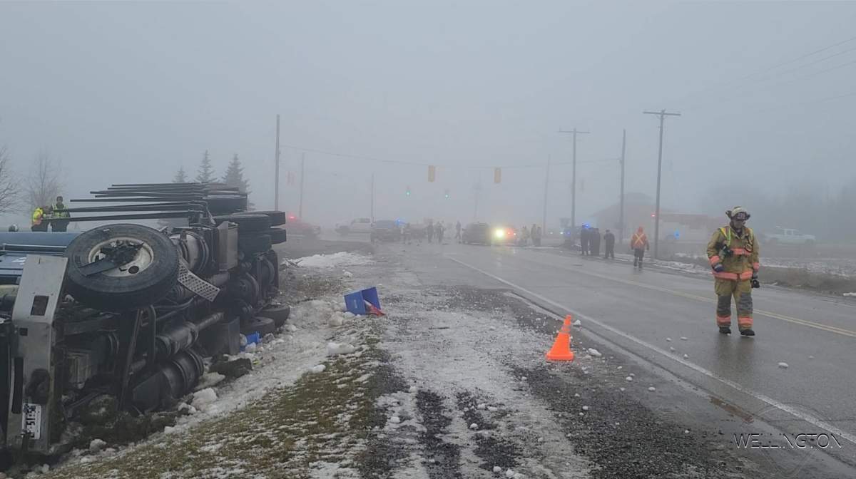 Wellington OPP attending scene of three-vehicle crash in Mapleton.