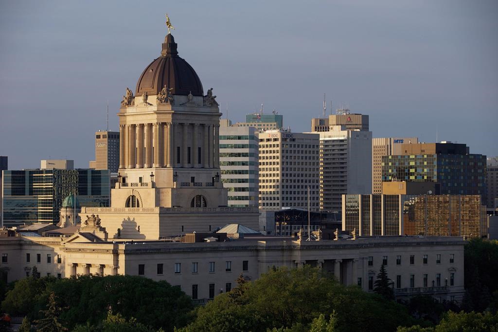 The Manitoba Legislature is shown in Winnipeg,.