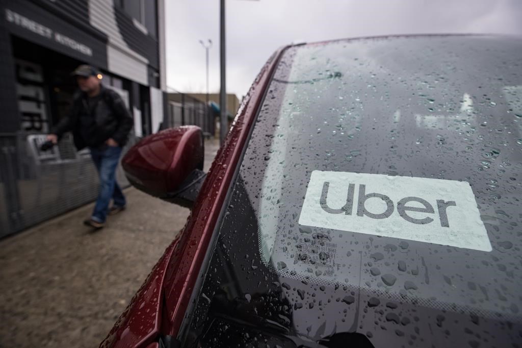 An Uber driver's vehicle is seen after the company launched service, in Vancouver, Friday, Jan. 24, 2020. Uber's vice-president and global head of public policy wants Ontario to speed up its efforts to deliver gig economy legislation and take its plans beyond what the province currently has on the table. 