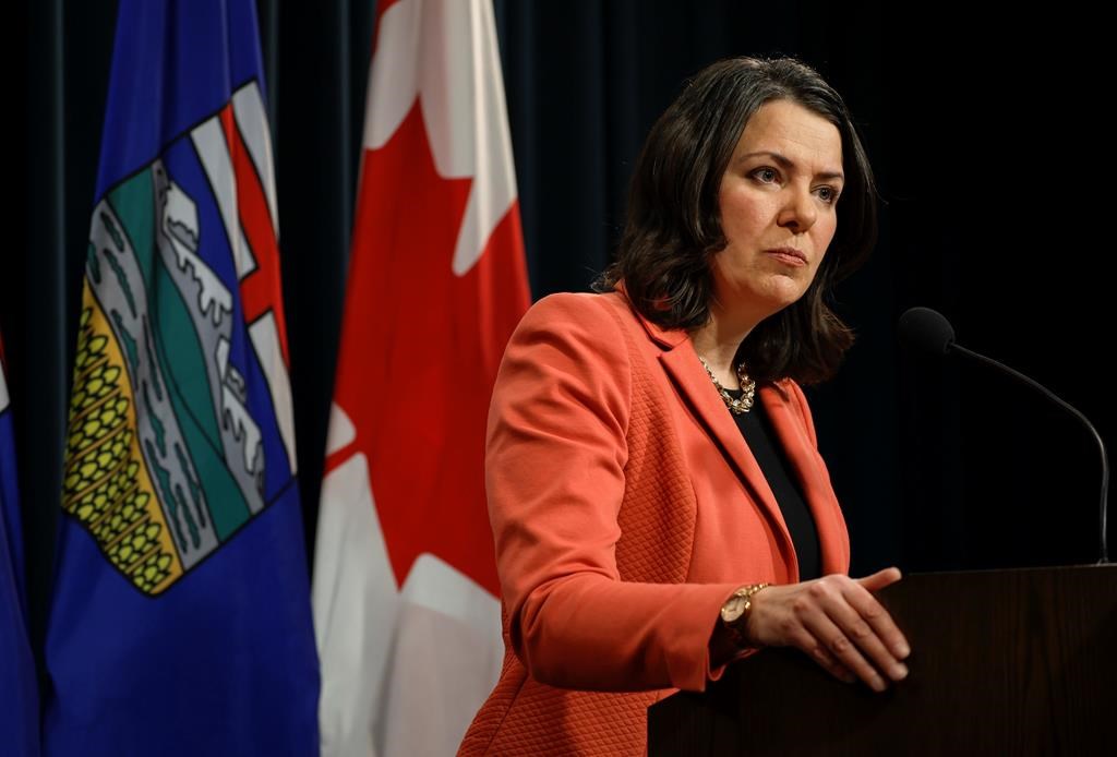 Alberta Premier Danielle Smith gives a government update in Calgary, Tuesday, Jan. 10, 2023. THE CANADIAN PRESS/Jeff McIntosh.