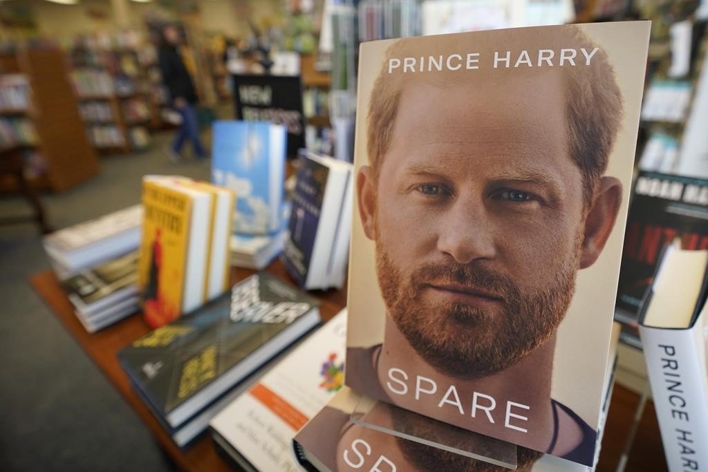 Copies of "Spare" are displayed at Sherman's book store in Freeport, Maine, Tuesday, Jan. 10, 2023.