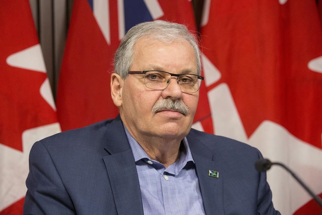 Ontario Public Service Employees Union (OPSEU) President Warren (Smokey) Thomas speaks to reporters at Queen's Park in Toronto on January 21, 2019. 