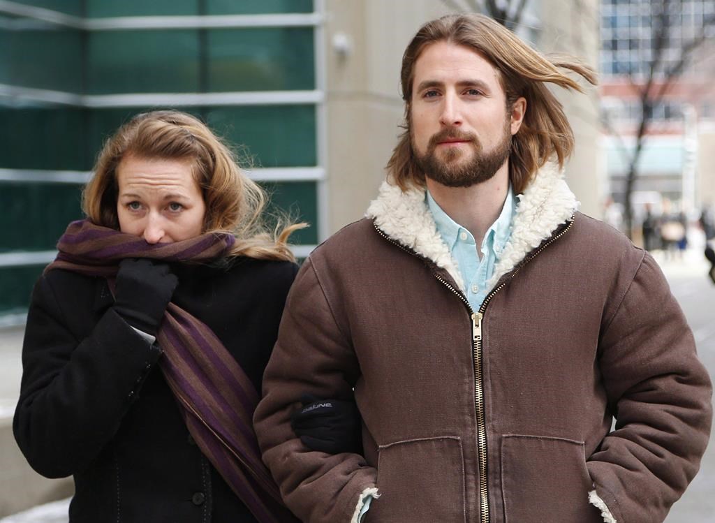 David and Collet Stephan leave for a break during their appeals trial in Calgary, Thursday, March 9, 2017. The Canadian Judicial Council says it will not be taking further action against an Alberta judge in the case.