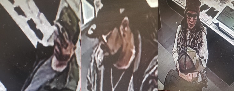 Guelph police are looking for three suspects in connection with a theft at Stone Road Mall.
