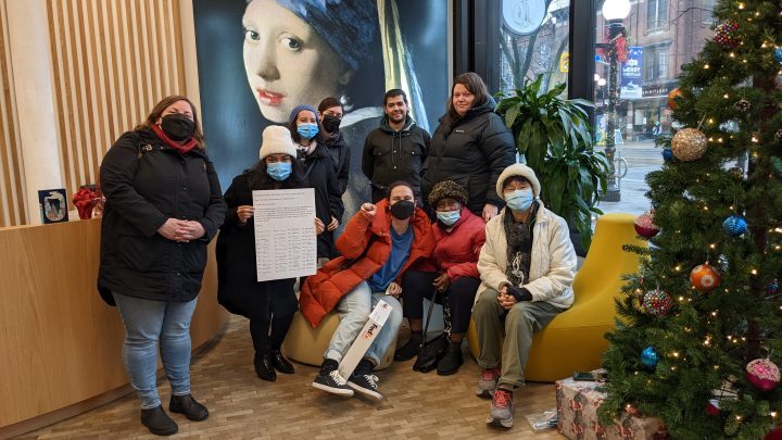 Tenants of 77 Spencer Ave. visited the Akelius office in downtown Toronto to protest the above guideline rent increase on December 16, 2022.