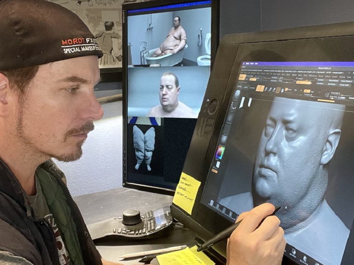 In this undated photo, Adrien Morot works on the character design for Charlie, in the movie ‘The Whale.’