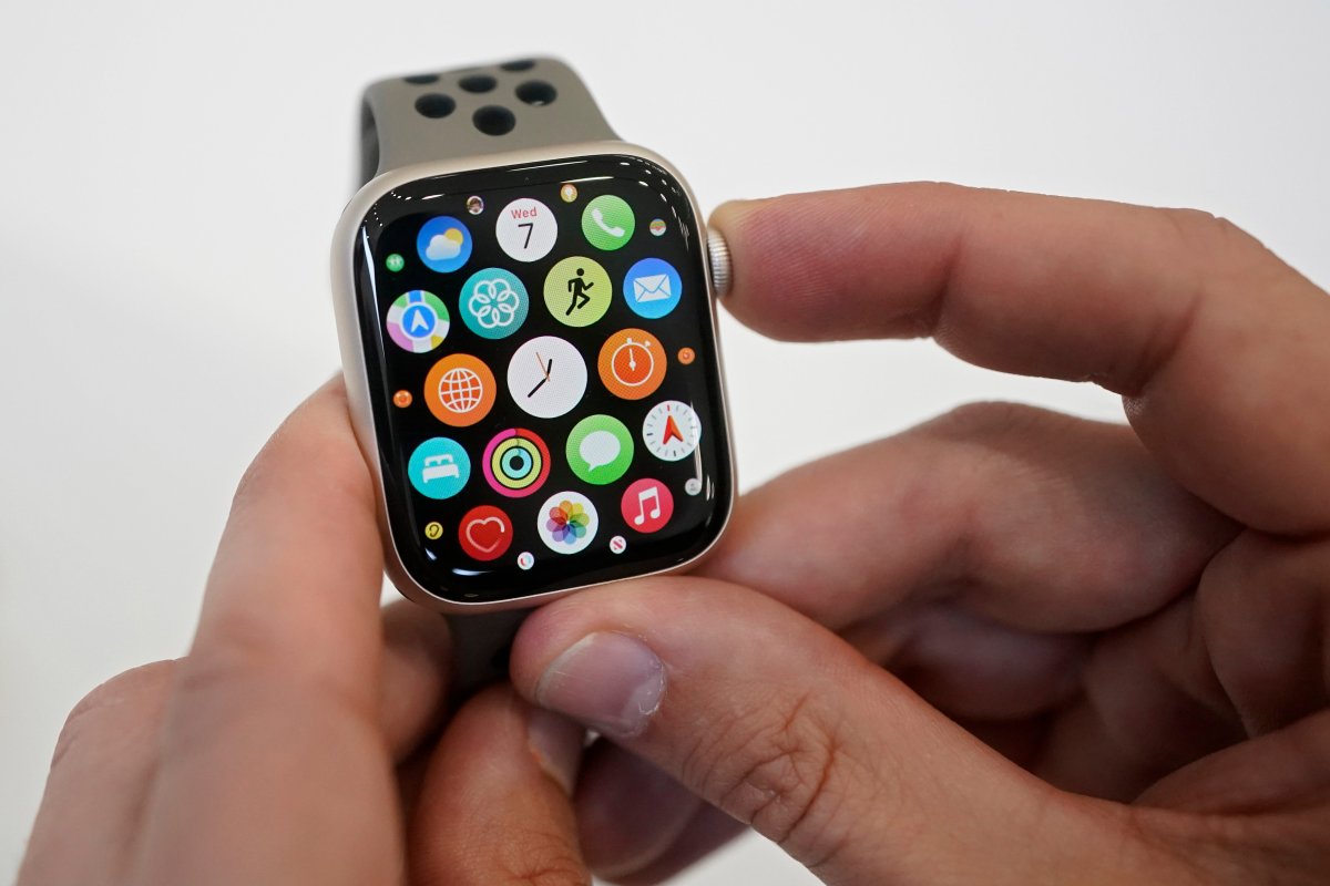 A new Apple Watch SE is on display at an Apple event on the campus of Apple's headquarters in Cupertino, Calif., Wednesday, Sept. 7, 2022.