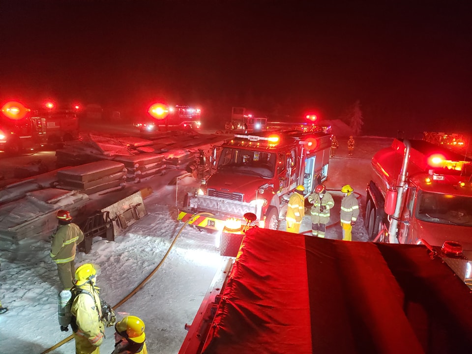 Crews were on the scene for nearly five hours after a shop fire in Balgonie, Sask.