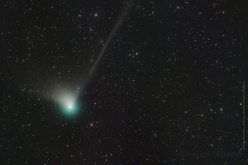 This photo provided by Dan Bartlett shows comet C/2022 E3 (ZTF) on Dec. 19, 2022.