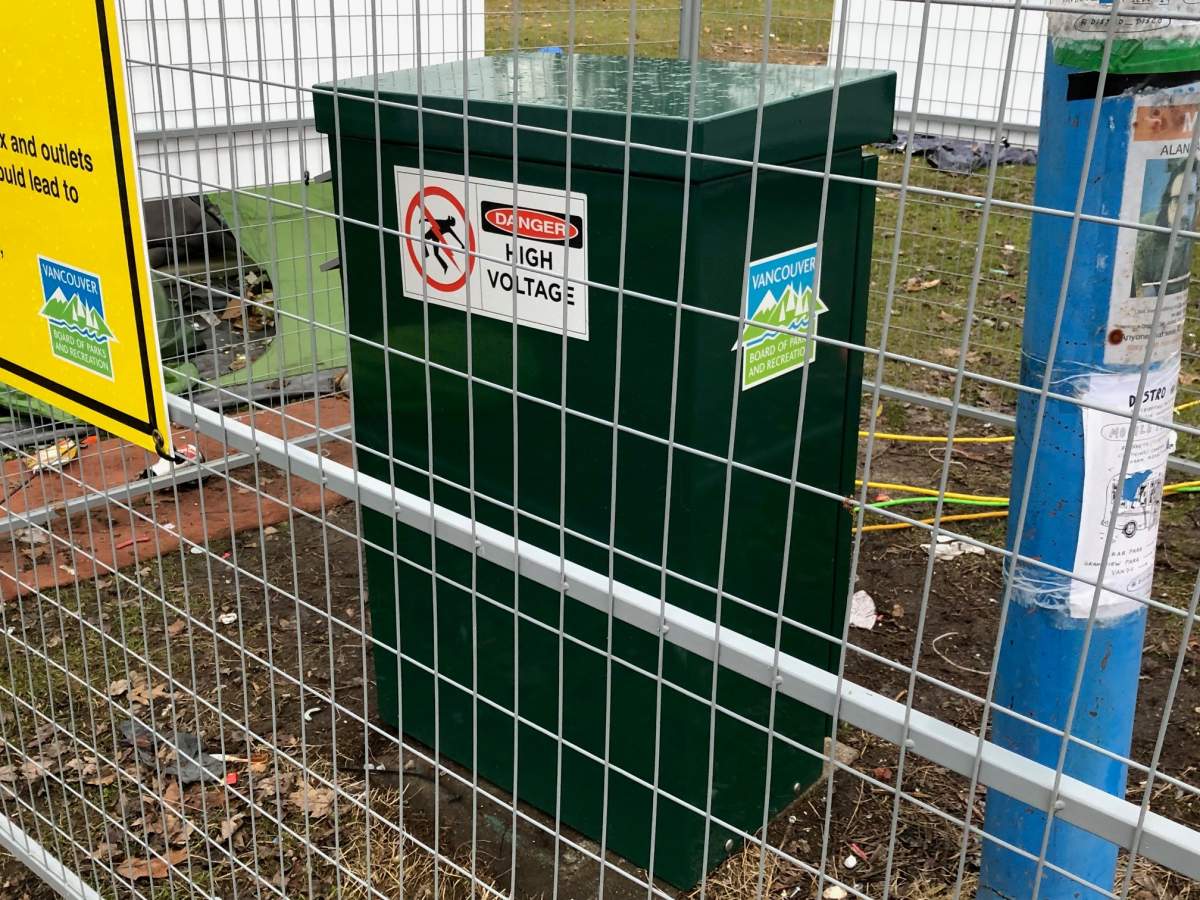 The new transformer at CRAB Park secured behind a fence on Sun. Jan. 8, 2022.