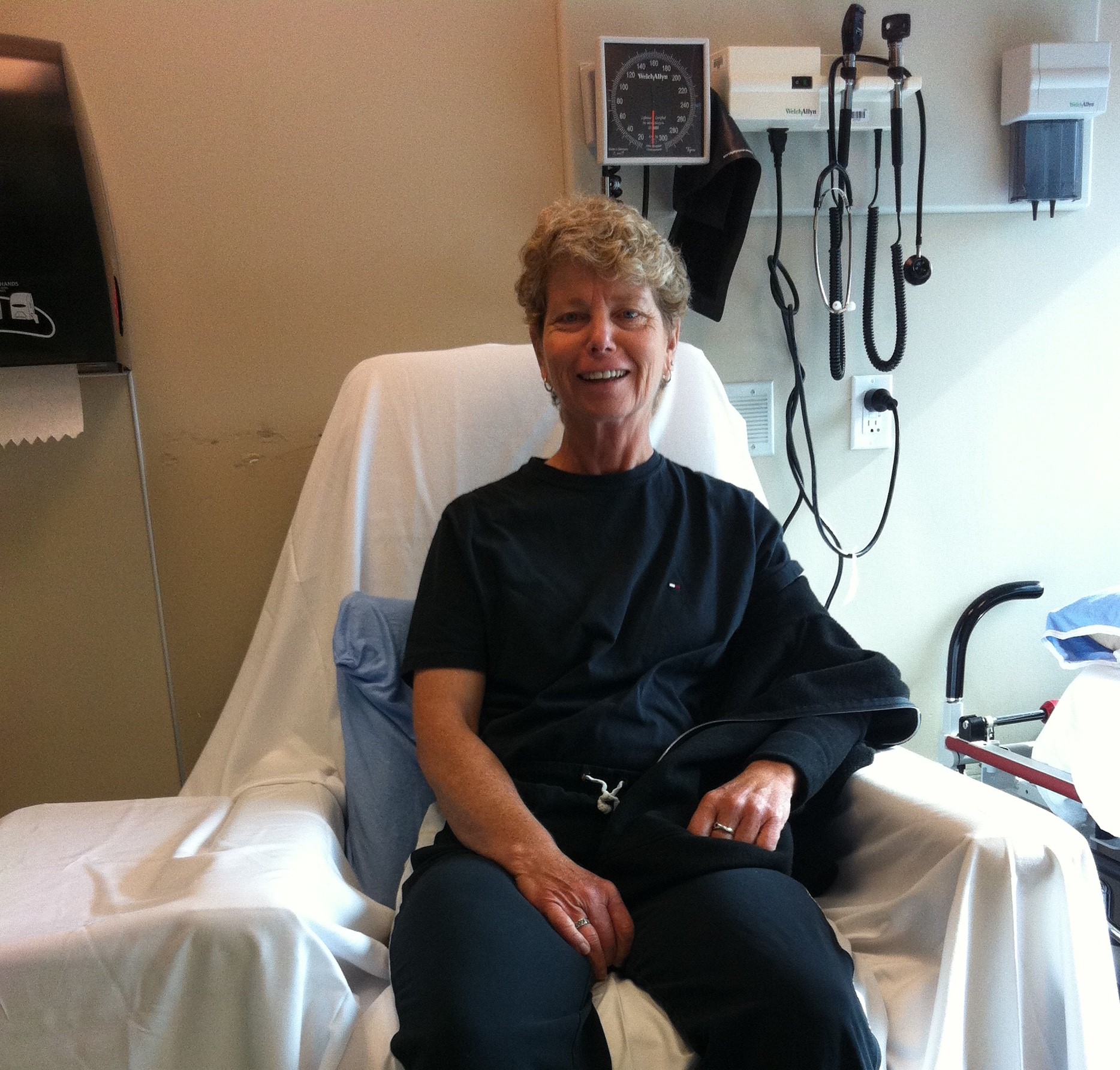 Cathy Burton, 61, in hospital for kidney dialysis.