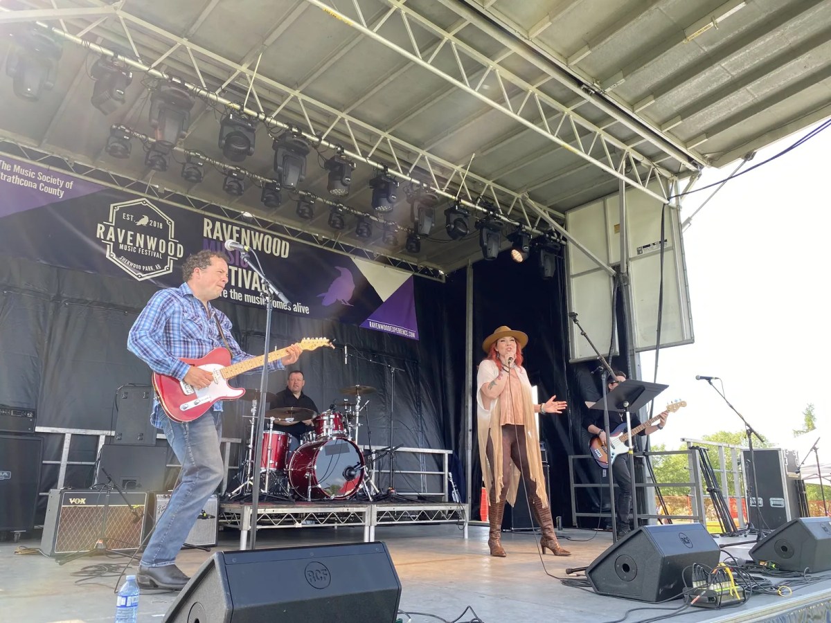A band performs at a festival