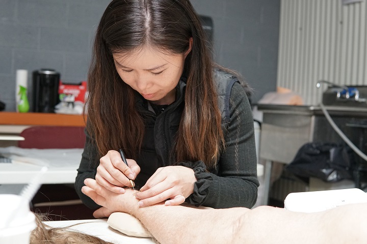 An undated photo showing the painstaking process involved in transforming Brendan Fraser into Charlie.