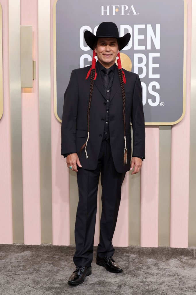 Mo Brings Plenty attends the 80th Annual Golden Globe Awards at The Beverly Hilton on January 10, 2023 in Beverly Hills, California.