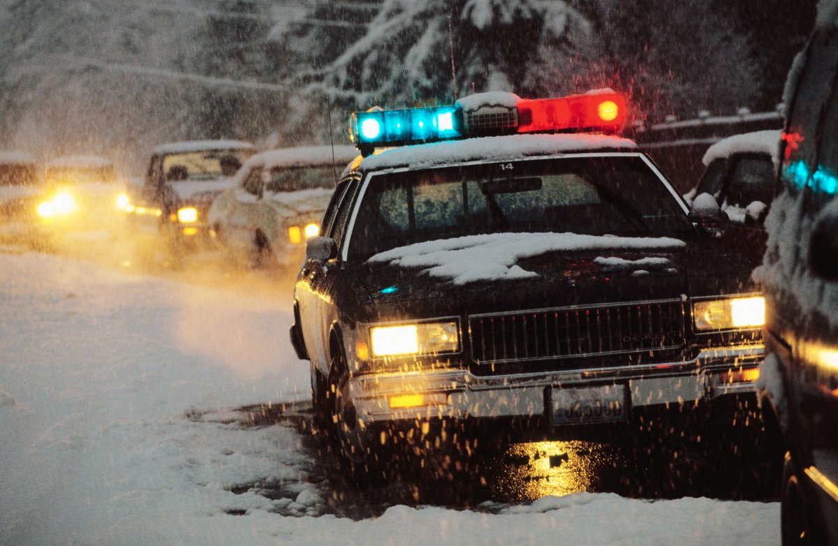 Photo of a police car in Winter