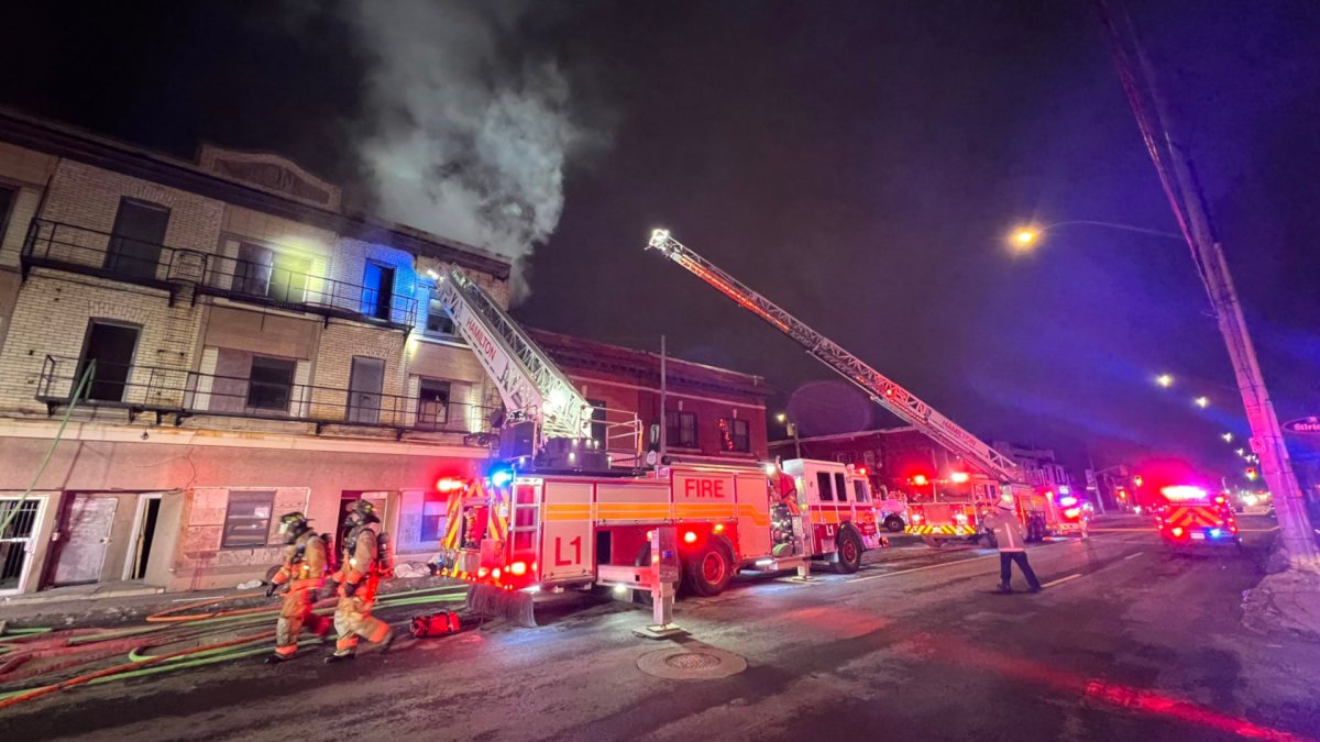 Hamilton fire battled a multiple alarm blaze at 577 Barton Street East Monday Jan. 30, 2023. The building was unoccupied and under construction, according to firefighters.