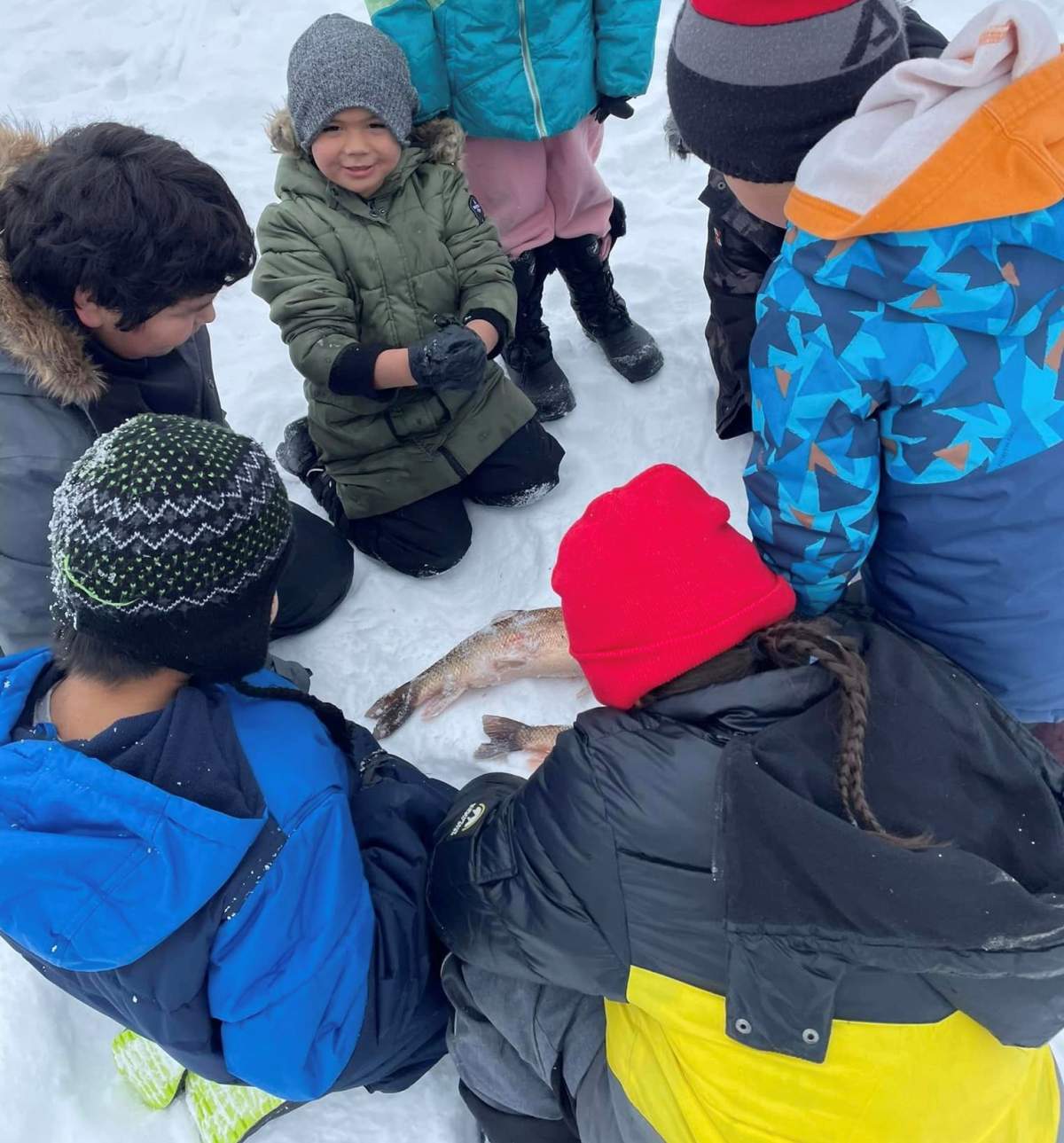 Land-based educator in Sask. school introduces students to ice fishing - image