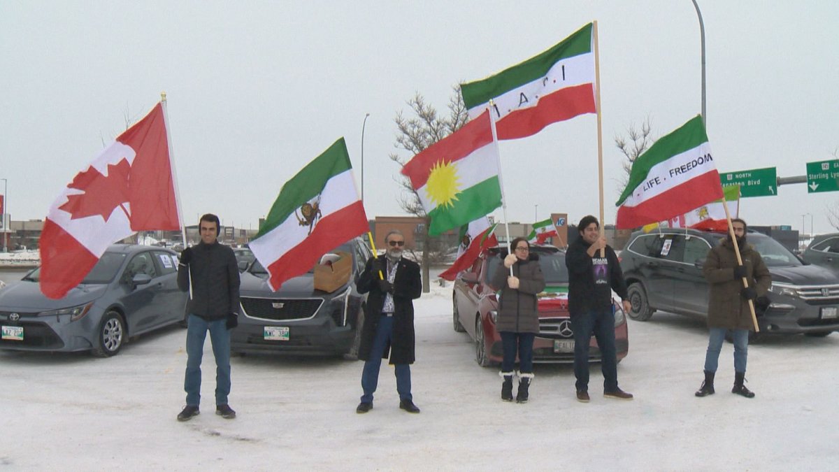 Car rally held on Saturday Jan 14 in support of protestors in the country.