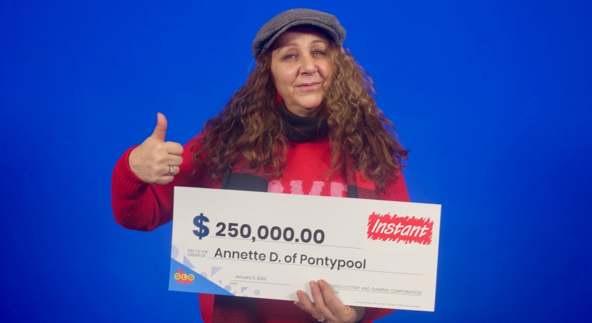 A Pontypool, Ont., woman claimed the top prize of $250,000 on the OLG's Instant Jackpot lottery ticket.