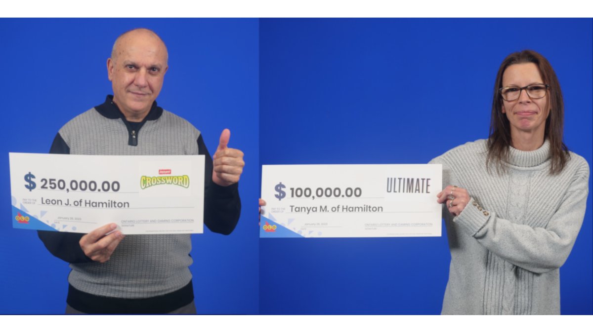 A pair of Hamilton residents recently picked up six figure cheques after winning in two separate instant lottery games.