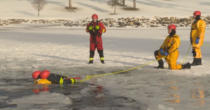 Kelowna Fire Department takes part in ice rescue training