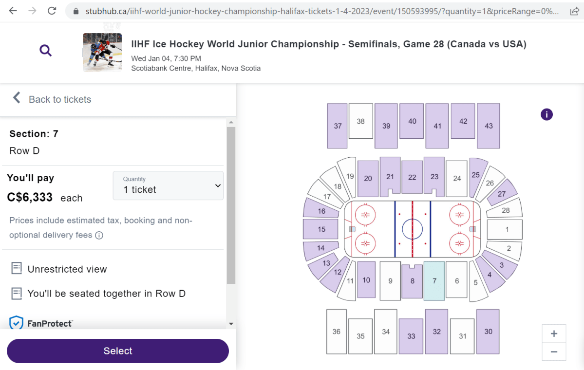 Resale tickets for CanadaU.S. world junior semifinal as high as 6,300