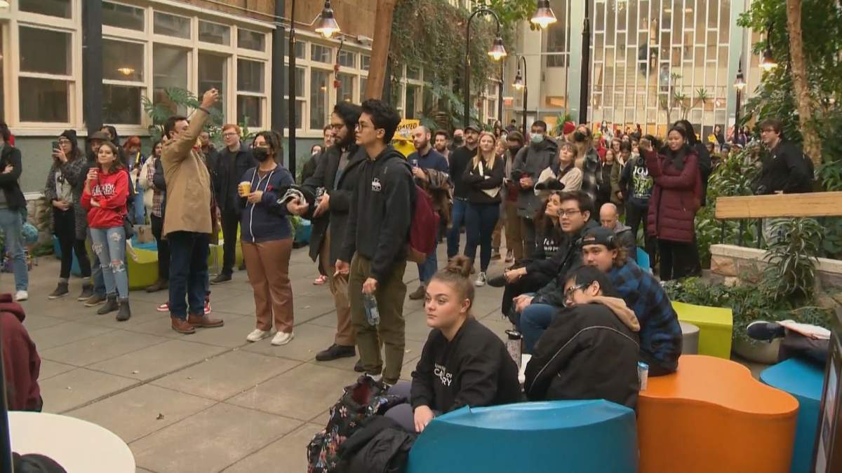 University of Calgary students protesting a tuition hike that was approved by the board of governors on Friday.