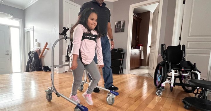 Young girl’s family fights to widen access to walking-assistance tool in Quebec