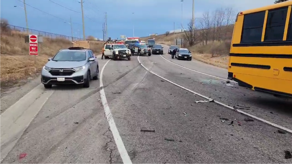 OPP on scene at an early Monday morning crash in Oakville at Highway 403 and Upper Middle Road.