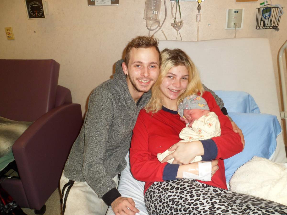 Christopher Shannan (father), Patience Safford (mother), and baby Phoebe Shannan.