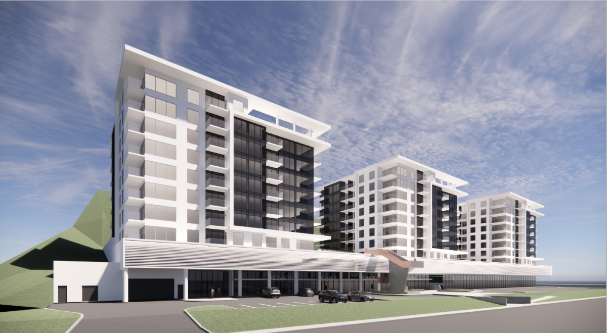 A rendering of The Hills development proposed for Alexis Park Drive in Vernon, B.C. If built, the planned ten-story towers would be the city’s tallest residential buildings.