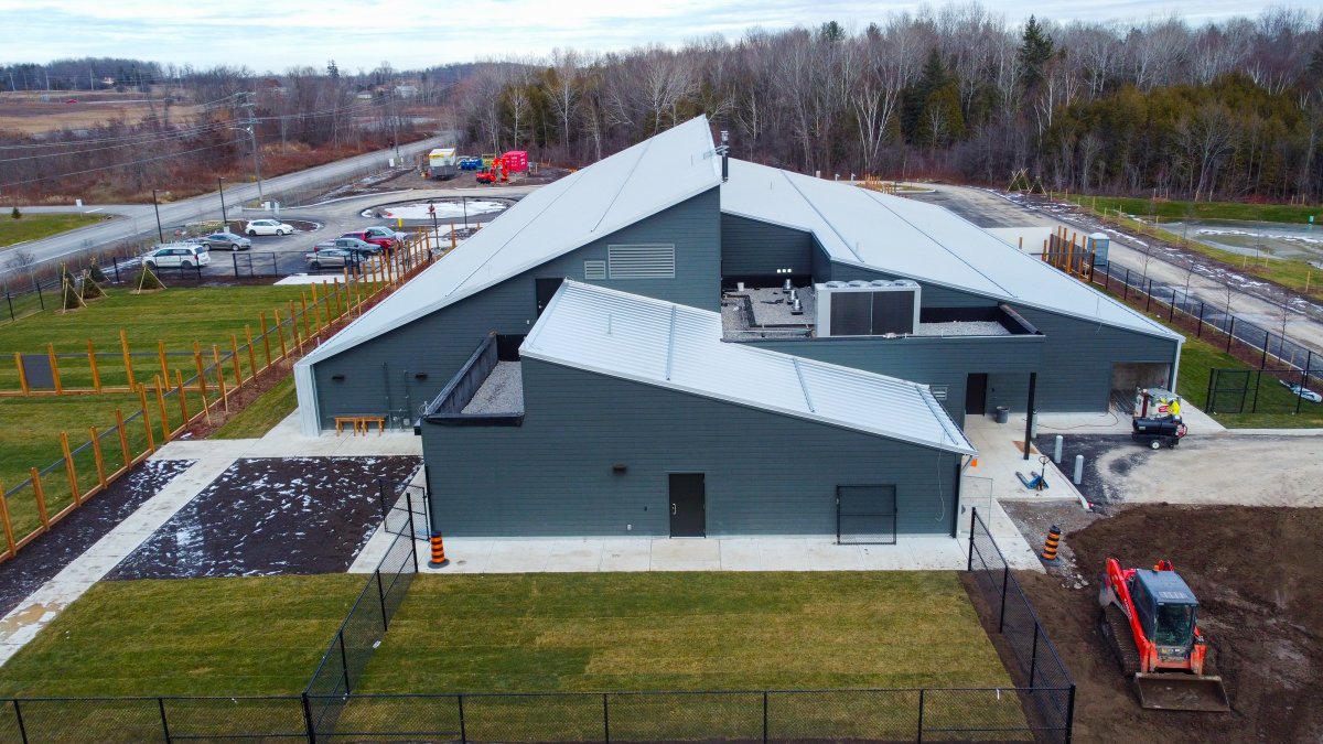 An overhead view of the Peterborough Humane Society’s new home at the Peterborough Animal Care Centre on Technology Drive.