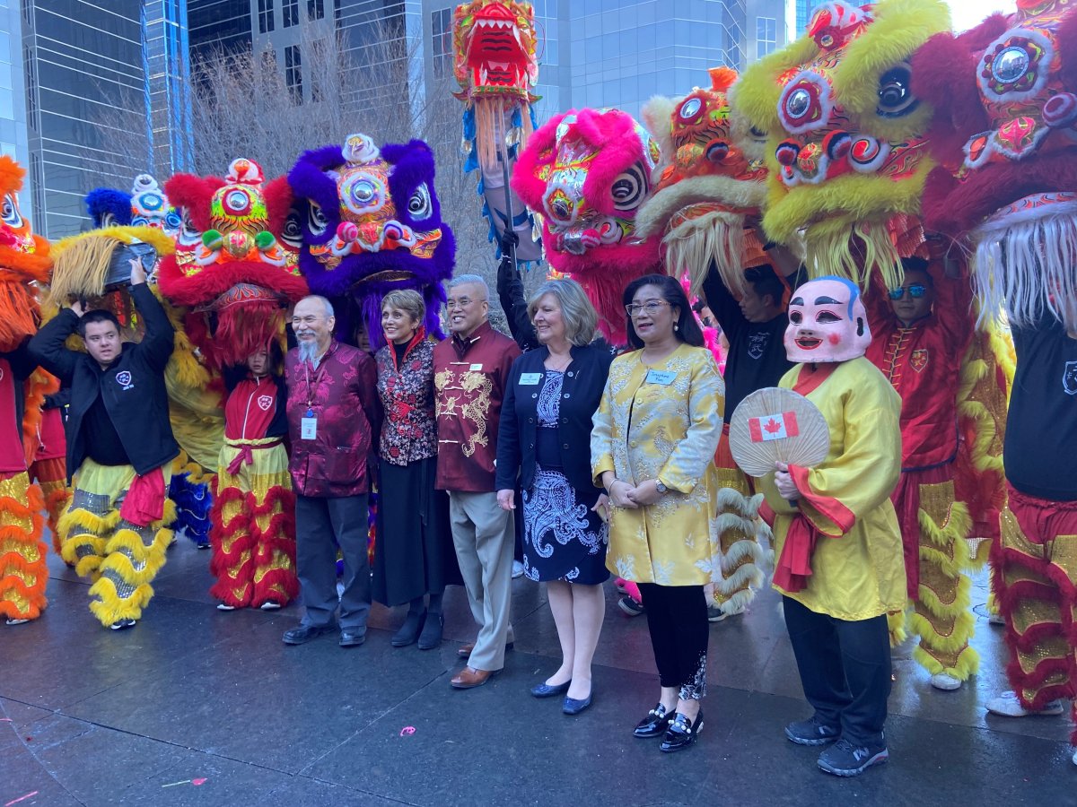 The Calgary community celebrates the 2023 Lunar New Year outside the Chinese Community Cultural Centre Saturday, Jan. 14, 2023.