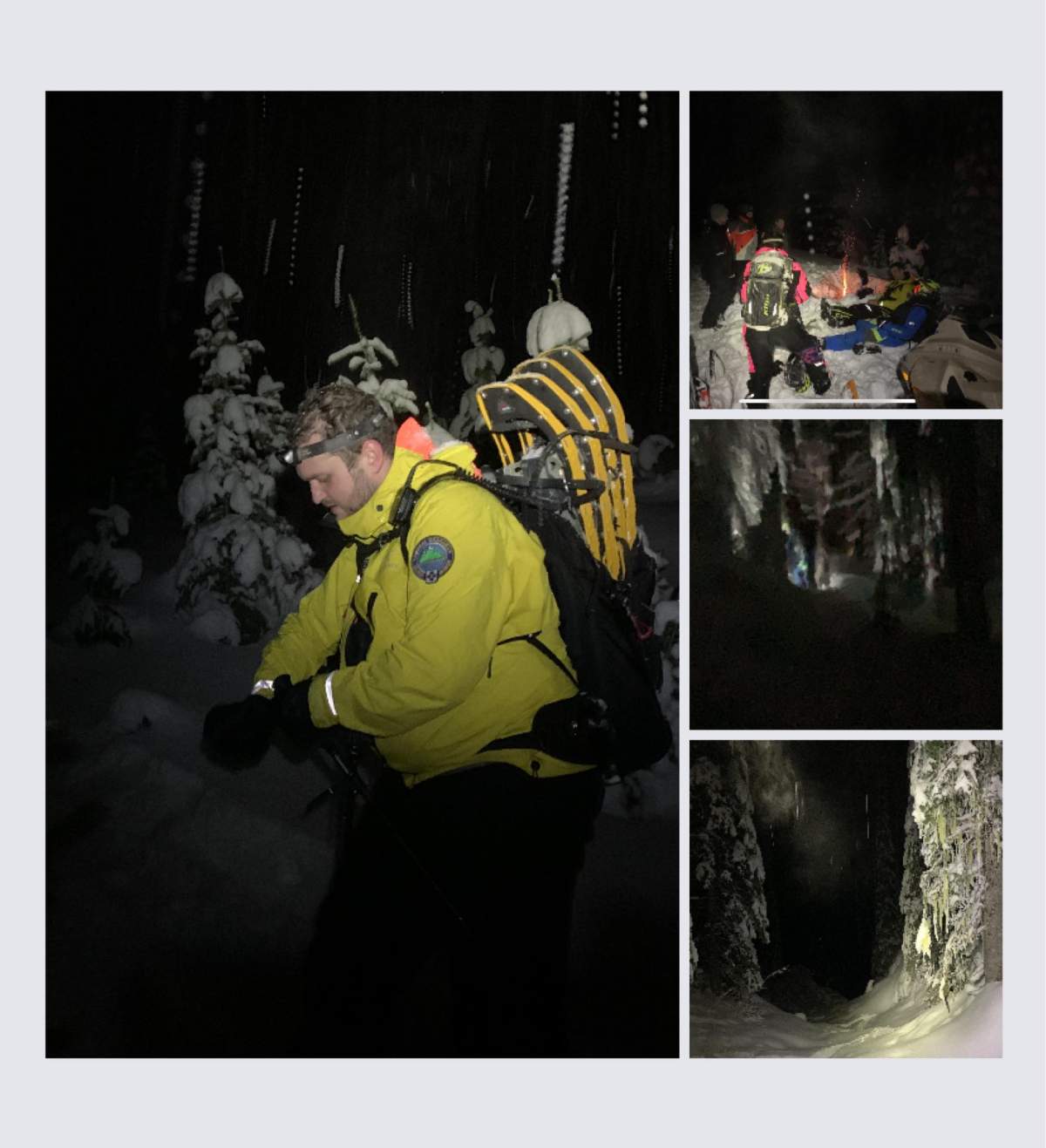 Search for distressed snow bikers in Kelowna's Graystone area. 