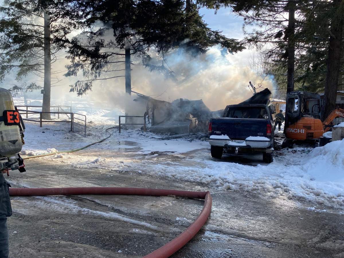 A fire on Emerald Road in West Kelowna razed a garage.