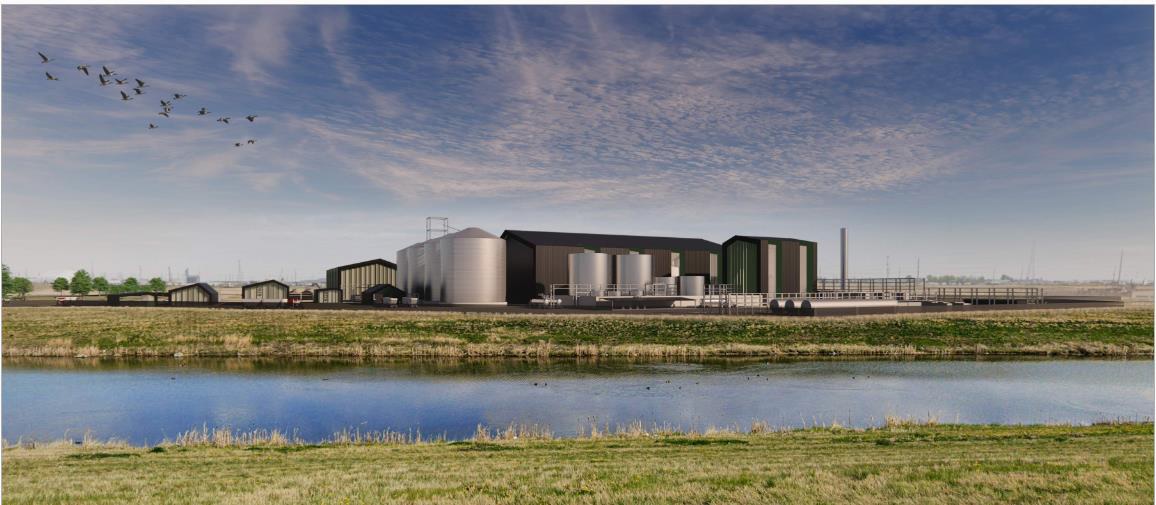 A rendering of a proposed energy park in Calgary, looking east from Stoney Trail S.E.