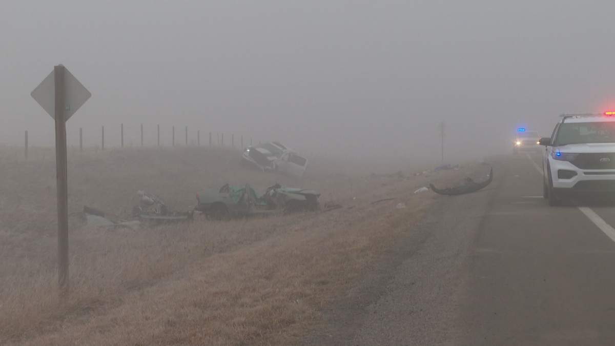 The collision scene in Fort Macleod Sunday, Jan. 15, 2023.