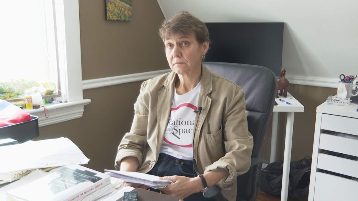 Fired MRU professor, Frances Widdowson speaking with Global News early Monday morning before the University of Lethbridge canceled her lecture.