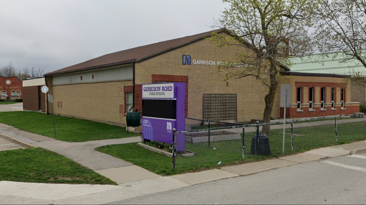 A photo of Garrison Road public school in Fort Erie, Ont. The learning facility was the subject of a police investigation in January 2023 following a threat from an unknown caller.
