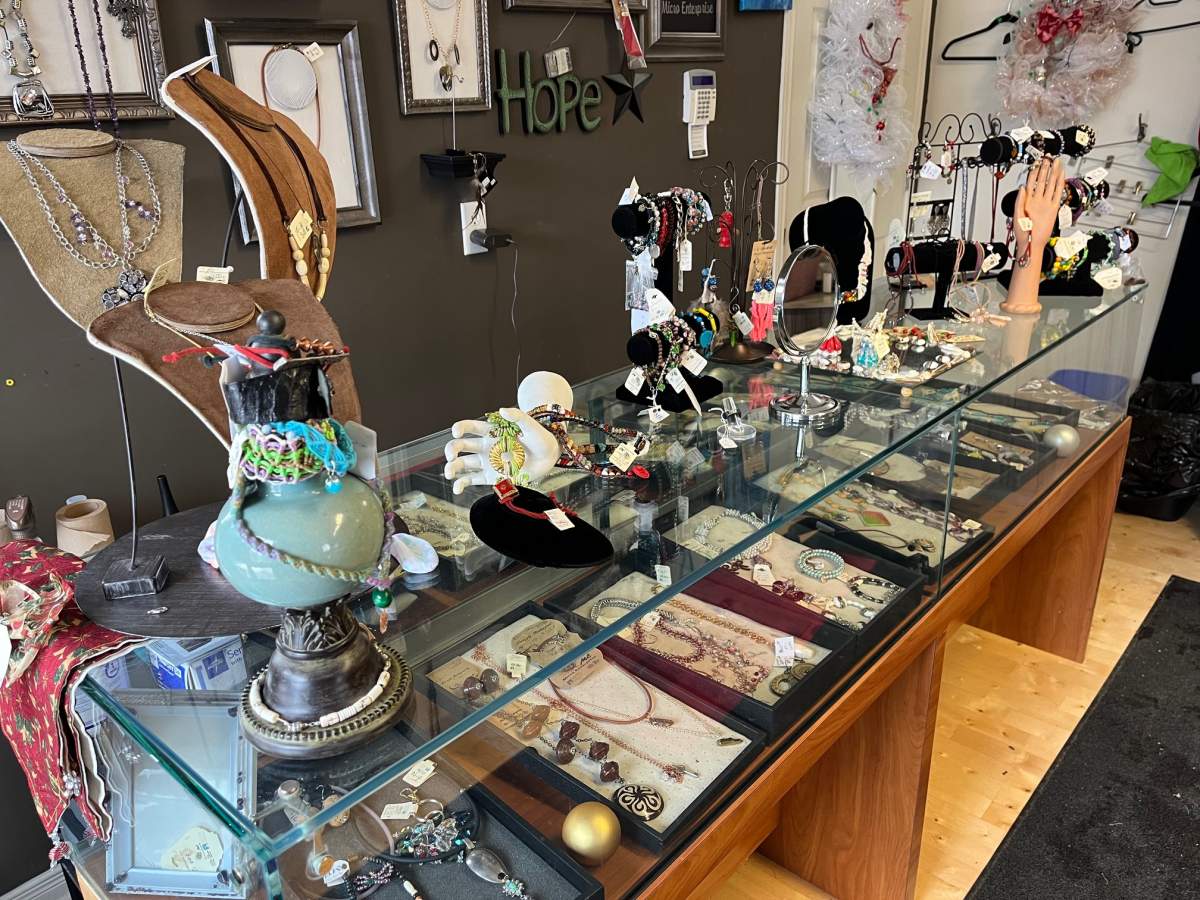 Artisans in the Micro Enterprise program create jewellery, accessories, signature pieces and other art available for purchase at My Sisters’ Place.