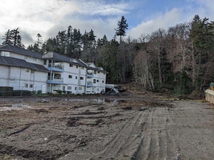 The site of a mudslide in Campbell River Tuesday, Jan. 17.