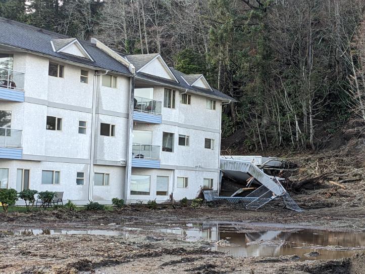 The site of a mudslide in Campbell River Tuesday, Jan. 17.