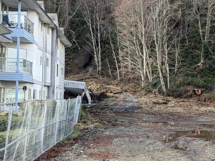 The site of a mudslide in Campbell River Tuesday, Jan. 17.