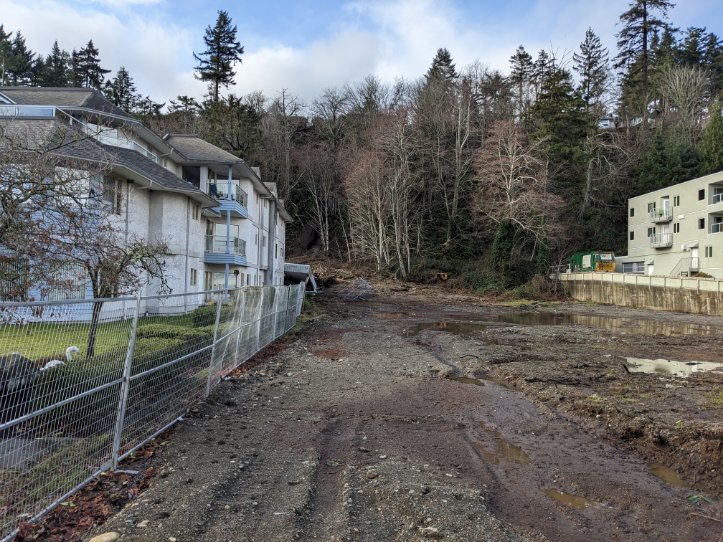 The site of a mudslide in Campbell River Tuesday, Jan. 17.