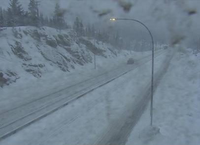 Weather and road conditions along the Coquihalla Highway on Tuesday morning, 61 km south of Merritt.