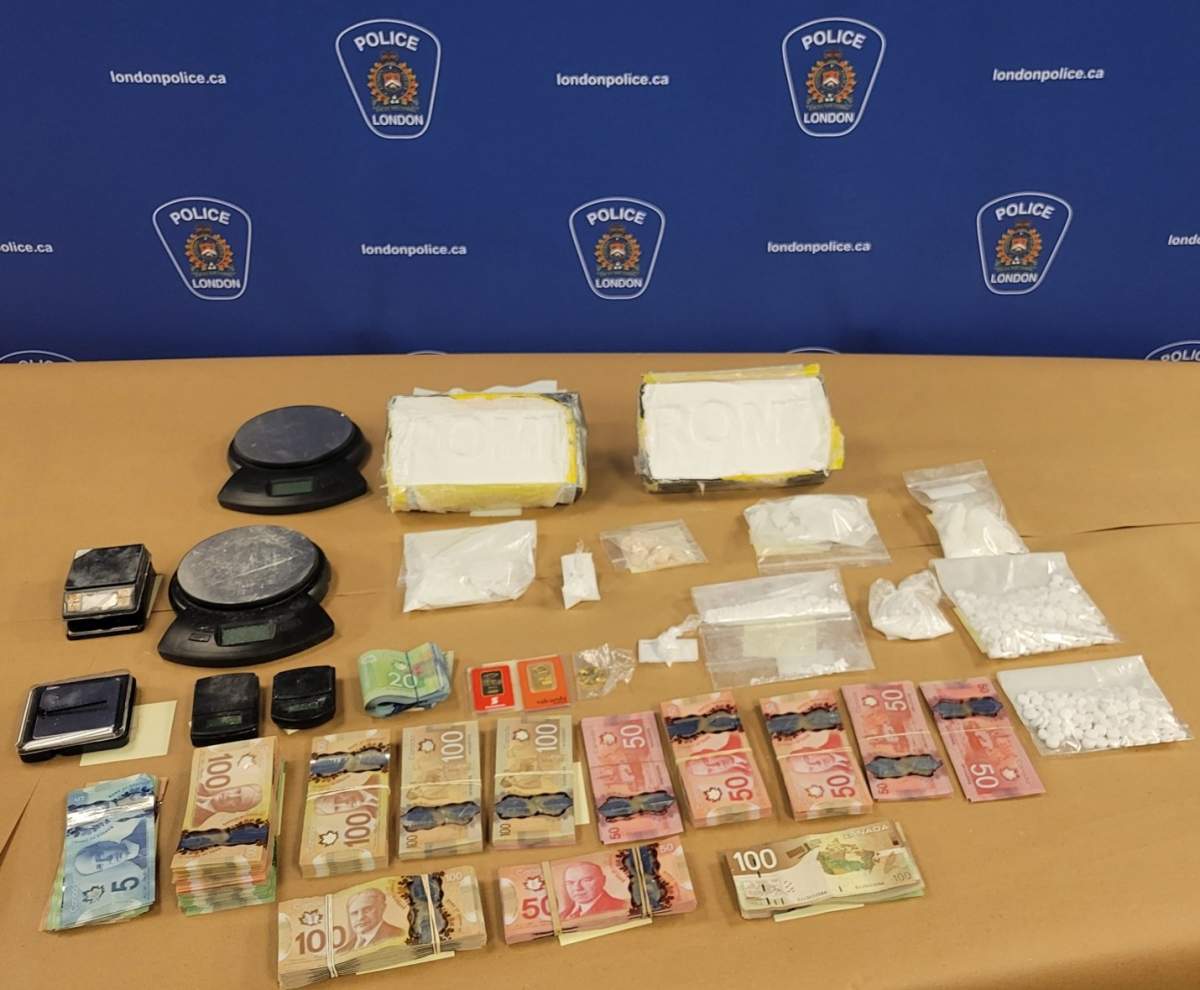 London, Ont., police seized over $240,000 of illicit drugs from five residences and three vehicles on Wednesday, Jan. 25, 2023.