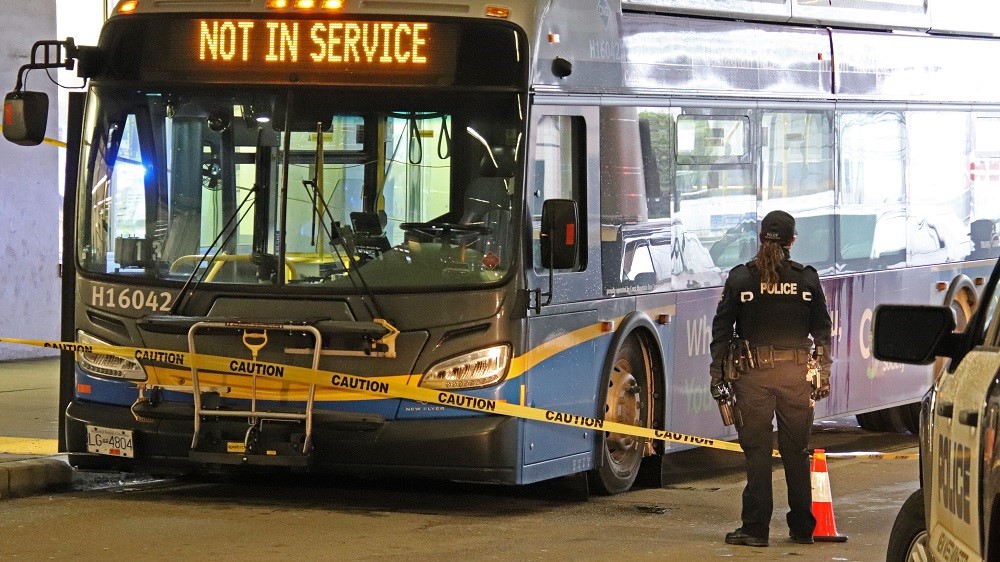 One person was taken to hospital after a stabbing at the New Westminster SkyTrain station on Jan. 21, 2023.